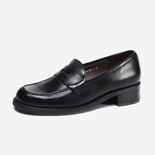 New Soft Leather Breathable Leather Shoes Womens Station Casual British Style Loafers with Business Bean Shoes
