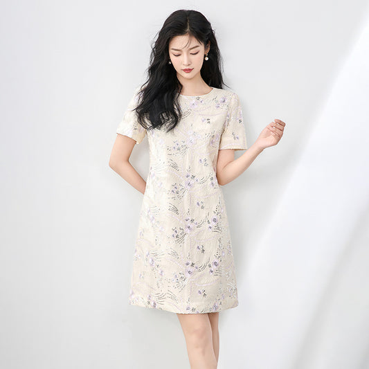 Faionable Lace Dress Summer New Sle Ele Slim ort Sve Large Size A-Line Skirt Women's Premium Clothing Dress