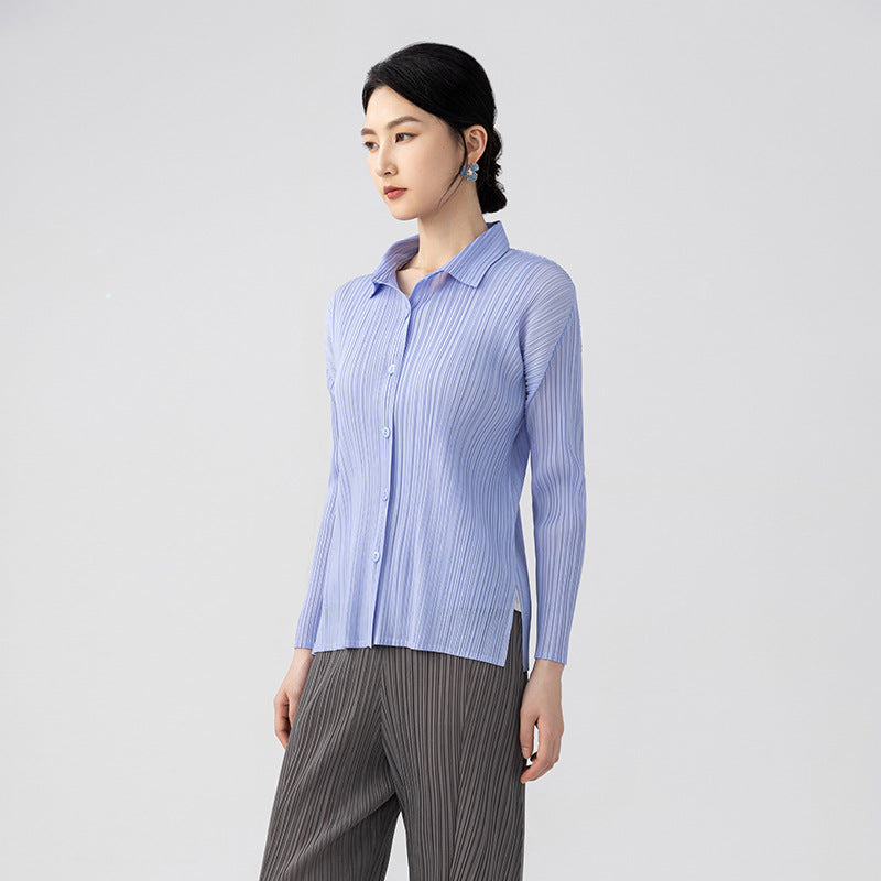 Women Spring Summer Blouses Shirts Lady Fashion Casual Long Sleeve Turn-down Blue Stripes Blusas Tops