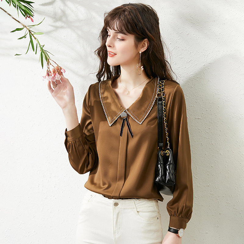 Fashion Short Sleeve Chiffon Shirt Women Summer New Simple Belly Covering Shirt Mid-Age Women's Clothing