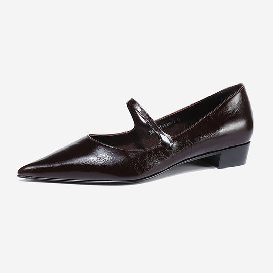 Leather Pointed-Toe Wedges Buckle-Strap Woman Pumps Elevator Shoes Dress