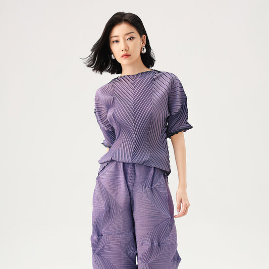 Summer New Dopamine Outfit Half Sleeve T-shirts For Women Slimming Temperament Purple Loose Tops