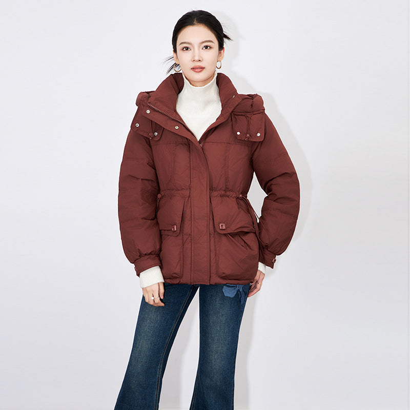 Women Short Puffer Jacket Casual Loose Over Size Autumn Winter Warm Outwear With Hood White Duck Down Short Coats