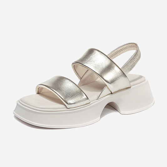 Platform One Word Belt Slippdes Sexy Square Toe Sewing Mixed Colors Slip Women Shoes