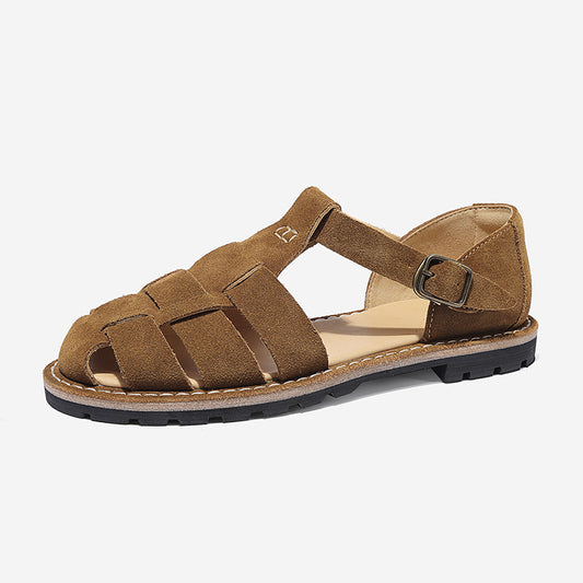 Casual Summer Shoes Green Flats Gladiator Sandals Ladies Suede Leather Women's Sandal Brand Designer Comfortable Flip Flops