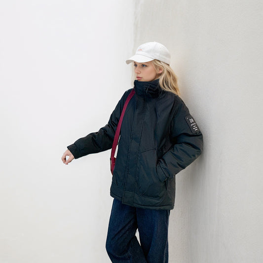 Women Outdoor Parka Mountaineering Casual Jacket Fashion Loose Winter Jacket Hooded Stand-Up Collar Coats