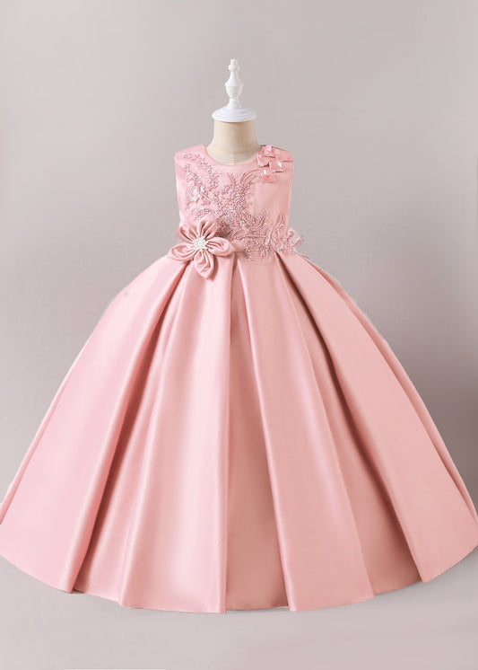 Girls Elegant Dresses Girls White Wedding Bridesmaid Long Dress Flower Embroidery Princess Dress Girl's Piano Performance Gown