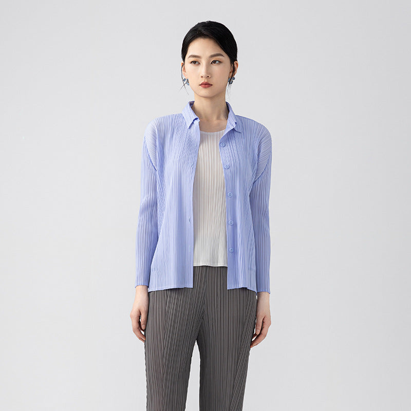 Women Spring Summer Blouses Shirts Lady Fashion Casual Long Sleeve Turn-down Blue Stripes Blusas Tops