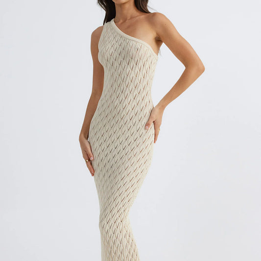 Summer Dress for Women Clothing Solid Spice Girls Hollow Knitted Dress Stacked Pullover Long Sexy Dresses