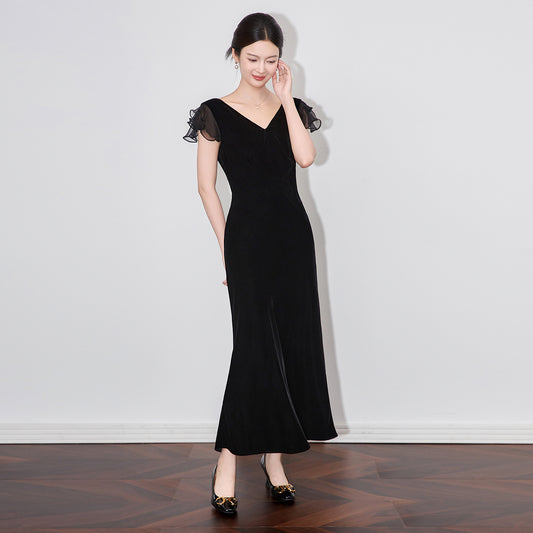 Elegant Evening Dresses for Woman Mermaid O-Neck Soft Satin Formal Occasion Dress Wedding Party Dresses Long