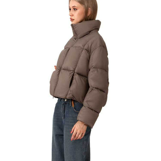 Winter New Jiangnan Women's Clothing Simple Solid Color High-end Cold Proof Short Style Stand Up Collar Bread Jacket