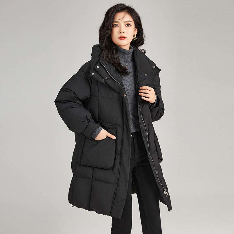 Fashionable Duck down Jacket Women's Mid-Length Hooded Winter Coat Hot Sale Of The Season New Arrival Versatile Casual Outerwear