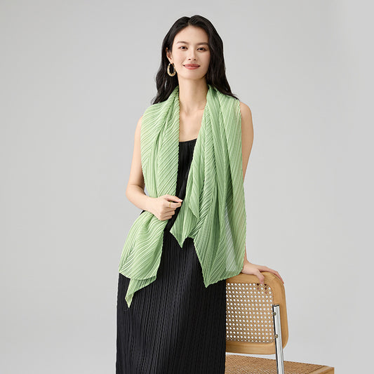 Summer New High End Simple Pleated Scarf Comfortable And Gentle Shawl Sunscreen And Sunshade Accessories