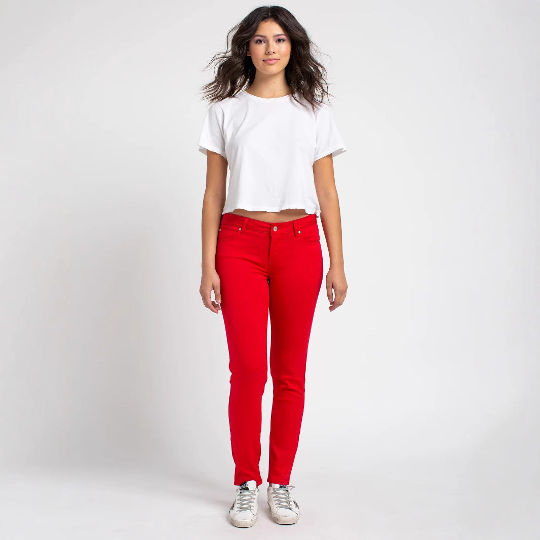 Women's Skinny Pants Solid Color Stretch Slim Pencil Trousers Push Up Pants Sculpture Pants