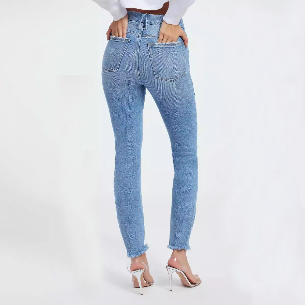 Women's Jeans Zhendian Collection High Waist Hip Stretch Slim Fit All-matching Nine-point Jeans