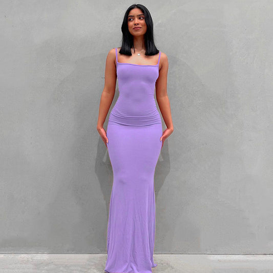 Woman Fashion New Summer Solid Colour Sexy Slim Camisole Skirts