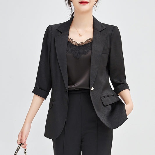 Elegant Coats for Women Fashion Office Casual Jackets Single Button Three Quarter 2025 New All Season Tailored Coat
