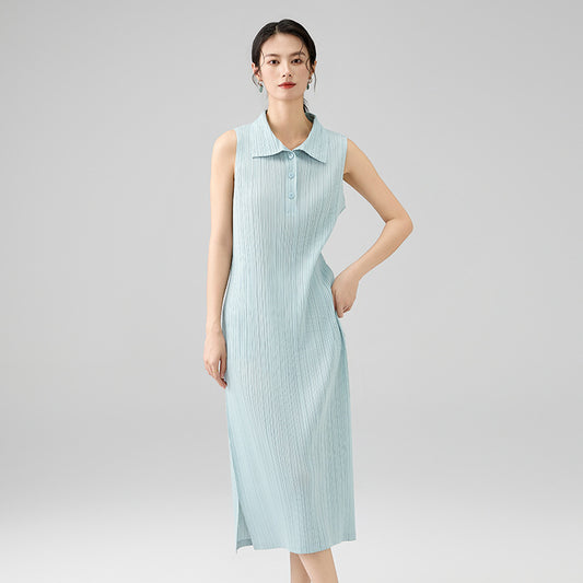 Summer New Senior Sense of Temperament Sleeveless Lapel Hundred Slim Thin Dresses