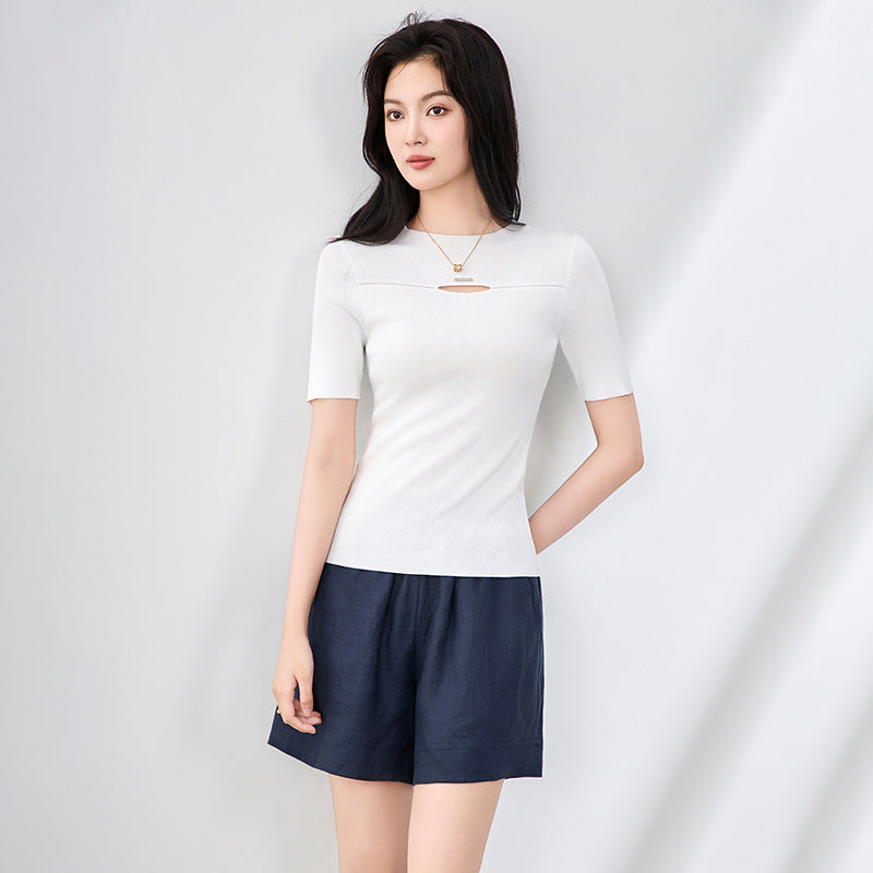 Woman Cotton Slim Summer Outfit Plain T Shirt for Women Short Sleeve Clothes