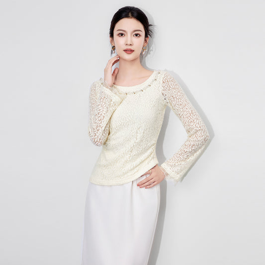 Spring And Autumn New High Quality Fashion Classic Commuter Versatile Blended Heavy Duty Nail Drill Knitted Women's Sweater