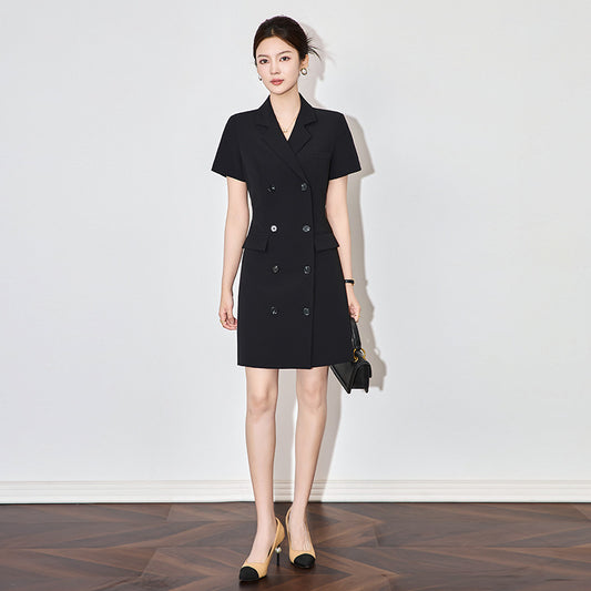 Women's Tailored Blazer Dress Summer Slim Fit Waist Belted Long Formal Office Elegant Dress