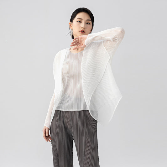 New Fashion Tencel Light Women Jacket Comfortable Chiffon Shirt Peplum Sunscreen Cardigan Female Tops