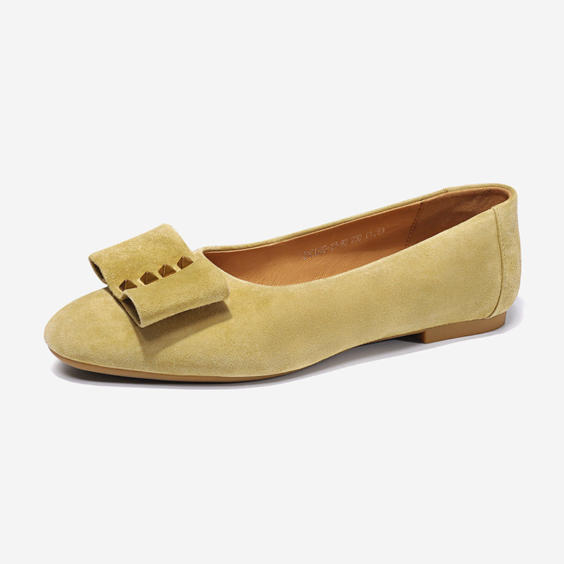 Woman Velvet Shallow Mouth Single Shoes Willow Fashion Females Butterfly-Knot Mary Janes Ballet Dance Shoes