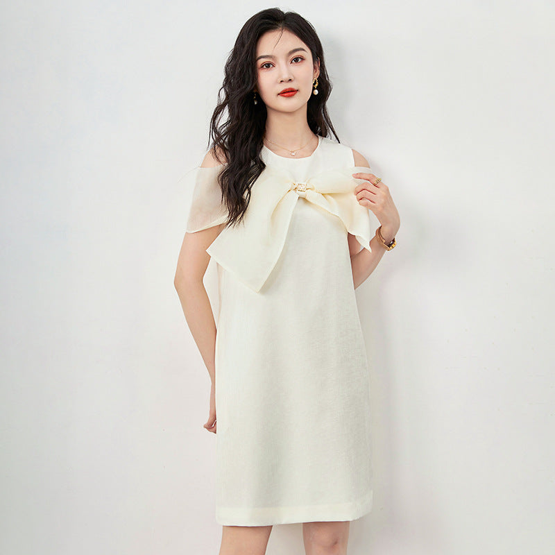Women's Dress Elegant French Style Bow Details Slimming Effective Weight Loss Dress For Special Occasions