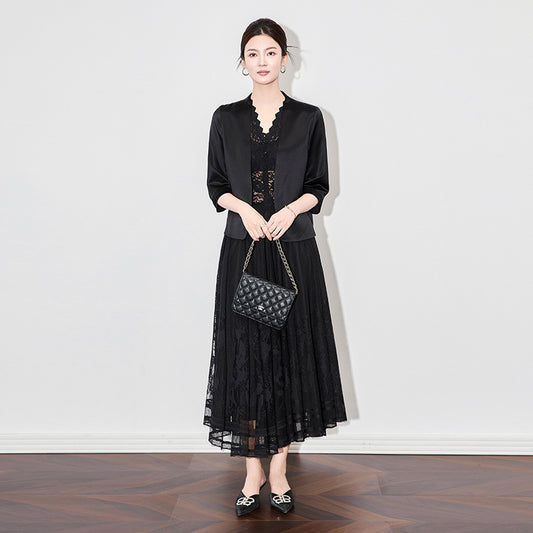 Elegant Blazer Women Fashion Office Short Sleeve Suits Solid Single Button Split Mini 2025 New All Season Dress Suits
