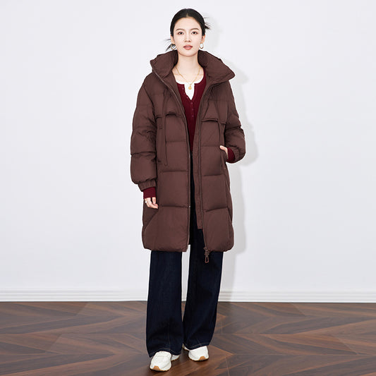 Down Coat Jacket For Women Winter Thick Warm Mid-length Short Two Color Coat