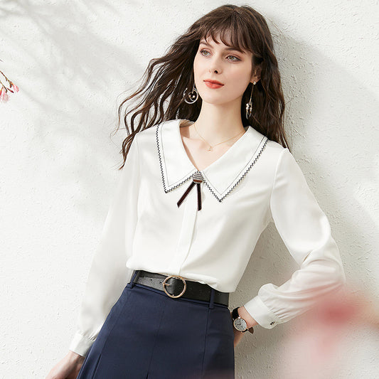Fashion Short Sleeve Chiffon Shirt Women Summer New Simple Belly Covering Shirt Mid-Age Women's Clothing