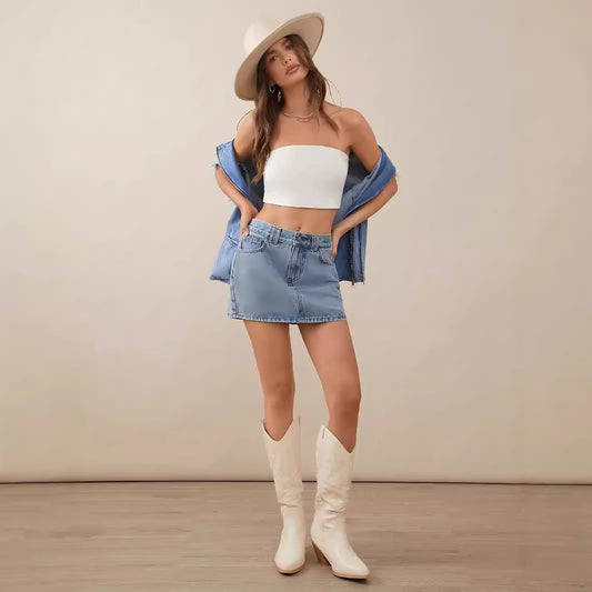 New Spring and Summer Fashion Women Denim Skirts Casual Chic High Street Ladies Skirt