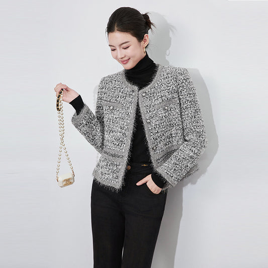 Short Windbreaker Jacket for Women Autumn Winter New Arrival Coarse Tweed Ladies Top Women's Fashion
