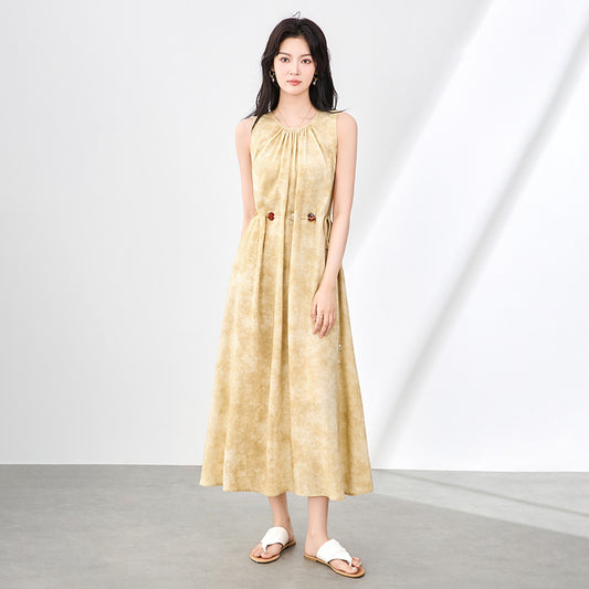 Spring Summer New High Waist Gored Skirt Neck Design Women's Dress Strapless V-neck Long Ankle-length Gown Sleeveless Gown
