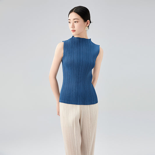 Summer New Sleeveless Half-high Neck Tank Top Basic Section Thin Hundred Tops