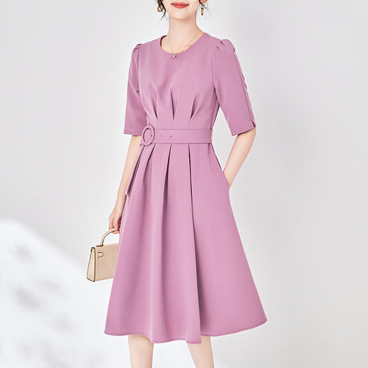 Fashion Light Bubble Sleeve Dress Women Spring Summer New Half Sleeve Temperament Vestidos Waist Slim Dresses Female