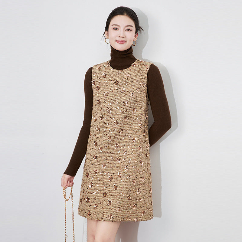 Women's Slim fit Fragrant Sleeveless Short Skirt Spring/Summer New Collection Bead Embroidered Dress