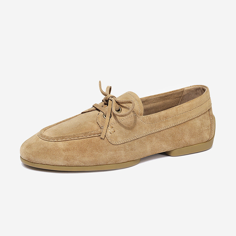 Women's Flats Shoes High Quality Genuine Leather Retro Loafers Shoe Casual Flat Sole Comfortable Lazy Shoes