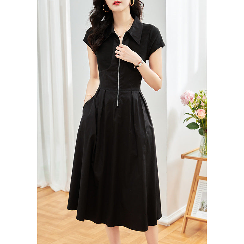 Fashion Sleeveless Spliced Zipper Long Dress Elegant V-neck High Waist Slim Pleated Maxi Dresses Summer Office Lady Street Robes