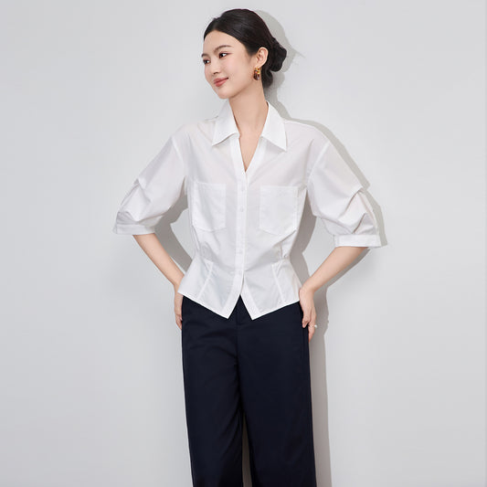 Candy Color Pure Cotton ort irt Vertical Stripes Multi-Color Casual Versatile Faionable Summer Autumn Women's Blouse