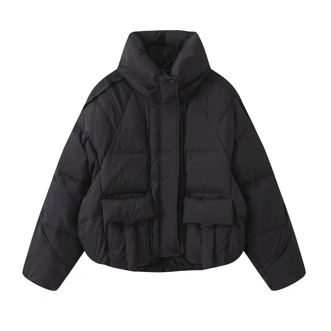 Winter Down Jackets Kid Thick Cotton Padded Coats Female Stand Collar Loose Puffer Parkas Down Jackets Outwear