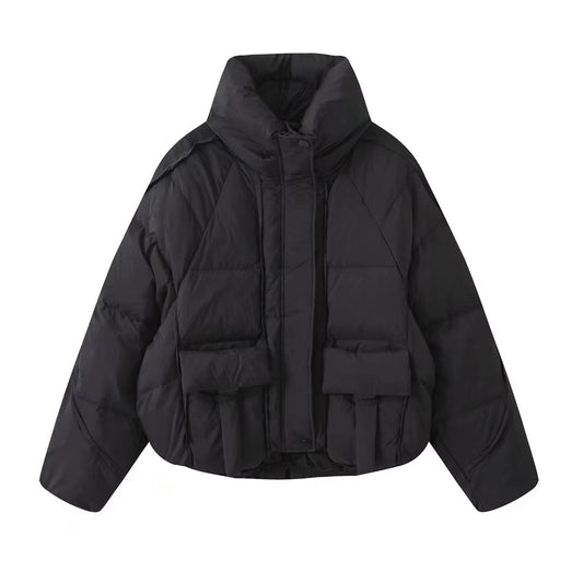 Winter Down Jackets Kid Thick Cotton Padded Coats Female Stand Collar Loose Puffer Parkas Down Jackets Outwear