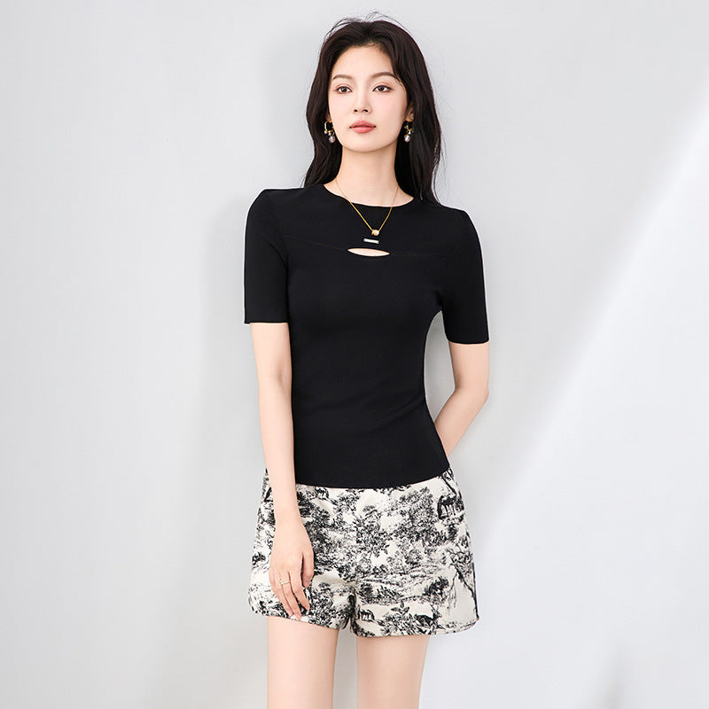 Woman Cotton Slim Summer Outfit Plain T Shirt for Women Short Sleeve Clothes