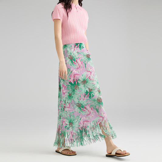 Summer New Fashion Premium Temperament Medium Long Straight Hip Tassel A-line Skirt