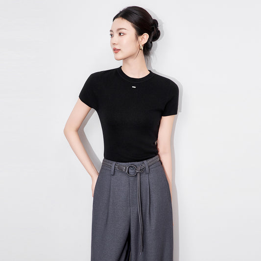 Cotton Base irt Women's Faionable Versatile Simple Letter ort Sve T-irt Women's Top Trendy Summer Wear