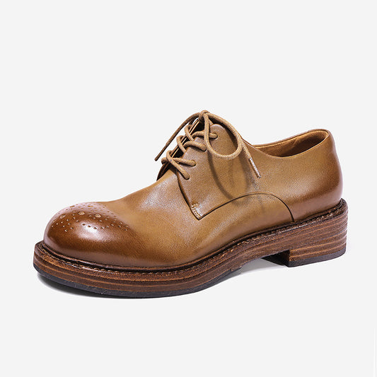 Soft Leather Ladies Formal Shoes Womens Handmade Genuine Leather Quality British Style Round Toe Wedding Social Shoes