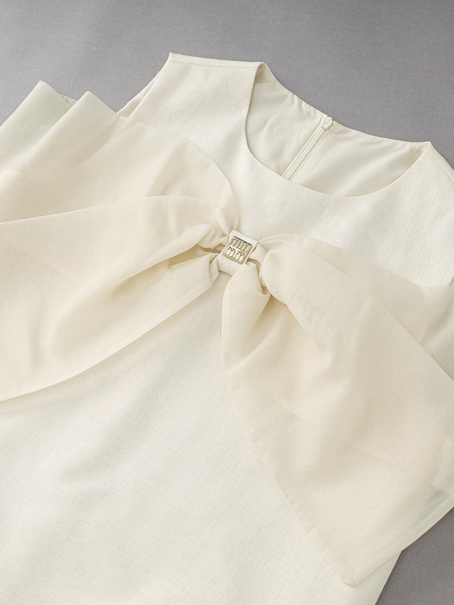 Women's Dress Elegant French Style Bow Details Slimming Effective Weight Loss Dress For Special Occasions