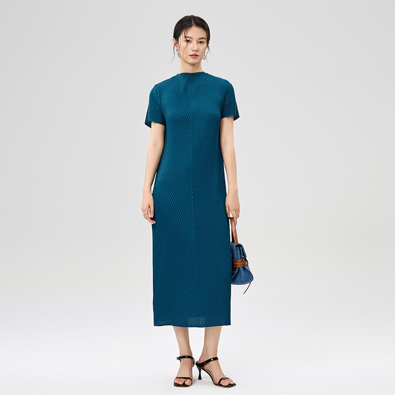 Women's Dress 2025 Summer Short Sleeved Mid Length Dresses Comfortable Casual O-neck