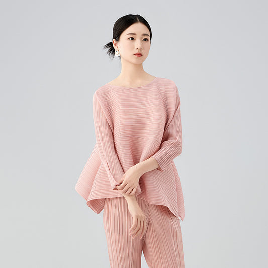 Spring New Fashion A Word Loose Thin Cuffs Open Fringe Long-sleeved T-shirt