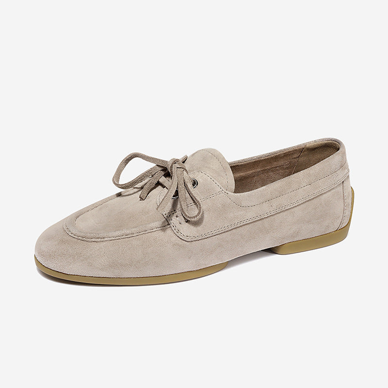 Women's Flats Shoes High Quality Genuine Leather Retro Loafers Shoe Casual Flat Sole Comfortable Lazy Shoes
